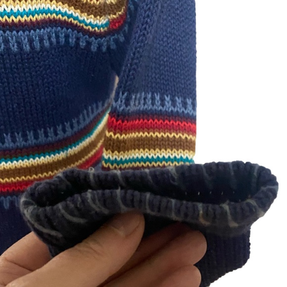 VTG CAPEZIO RAINBOW HORSE SWEATER STRIPED equestrian western rodeo CARDIGAN L - Picture 10 of 14